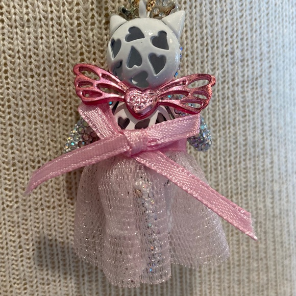 NWT Betsey Johnson cat ballerina fairy cat pink tutu necklace - Picture 6 of 13